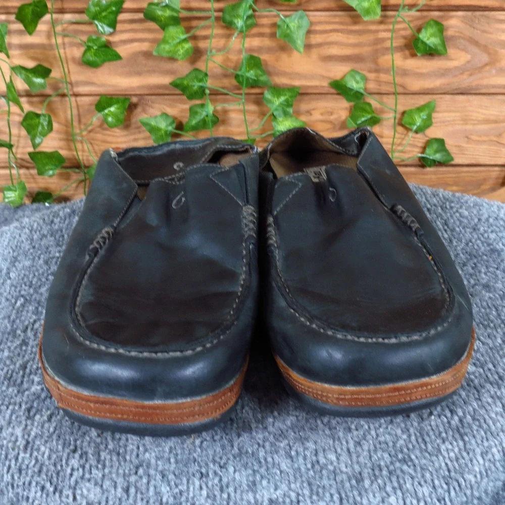OluKai Moloa Mens Slip On Loafer Size 13 Casual‎ Walking Shoe Black Leather